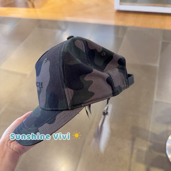 NWT Coach Embroidered Baseball Hat With Camo Print XS/S CAA64 - Picture 3 of 6